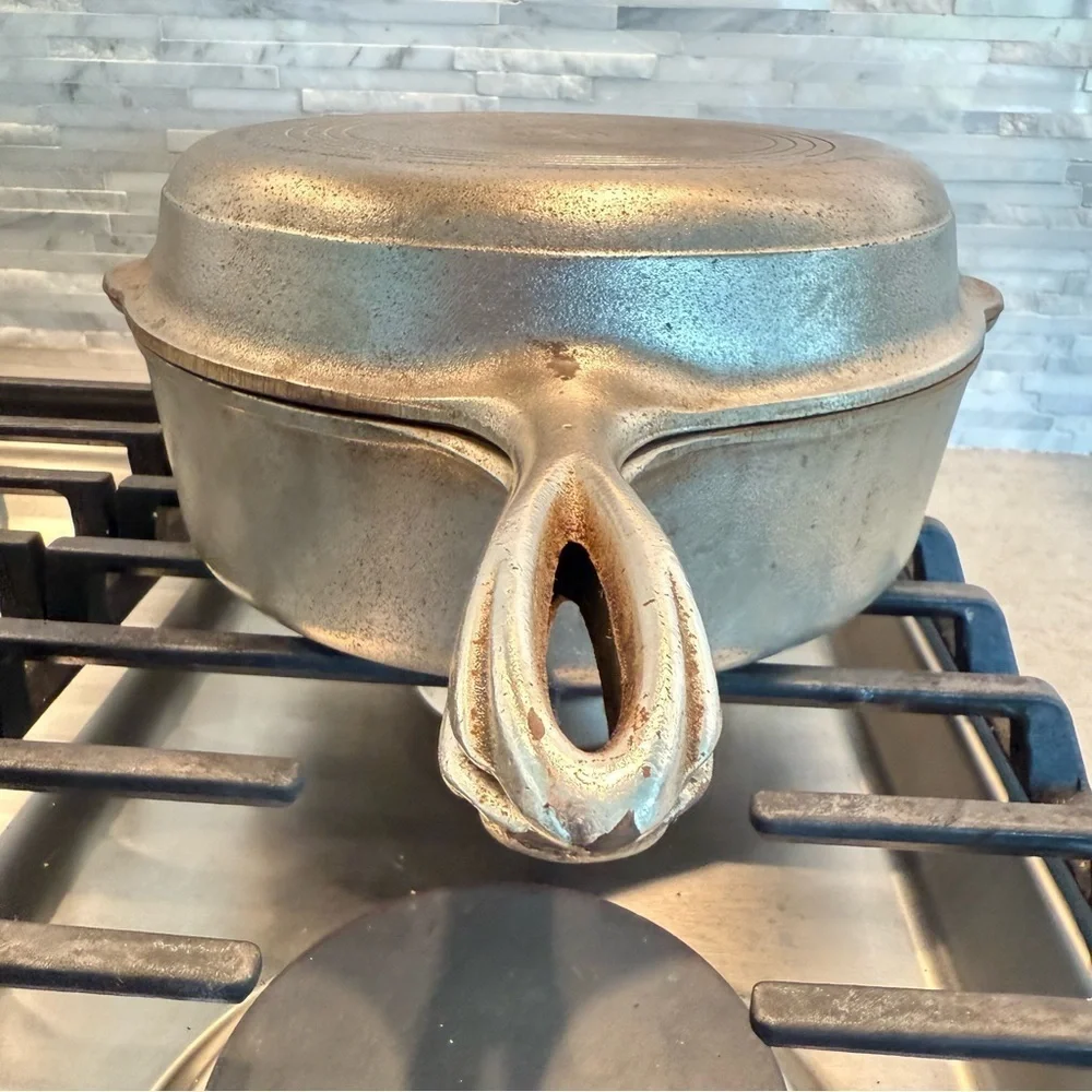 Vtg Wagner Ware Sidney -O- 1402 F Cast Iron Chicken Fryer Skillet WITH LID! USA